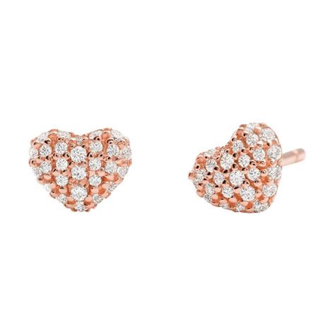 michael kors heart rose quartz & crystal stud earrings|Mini Liliane Pavé Rose Gold.